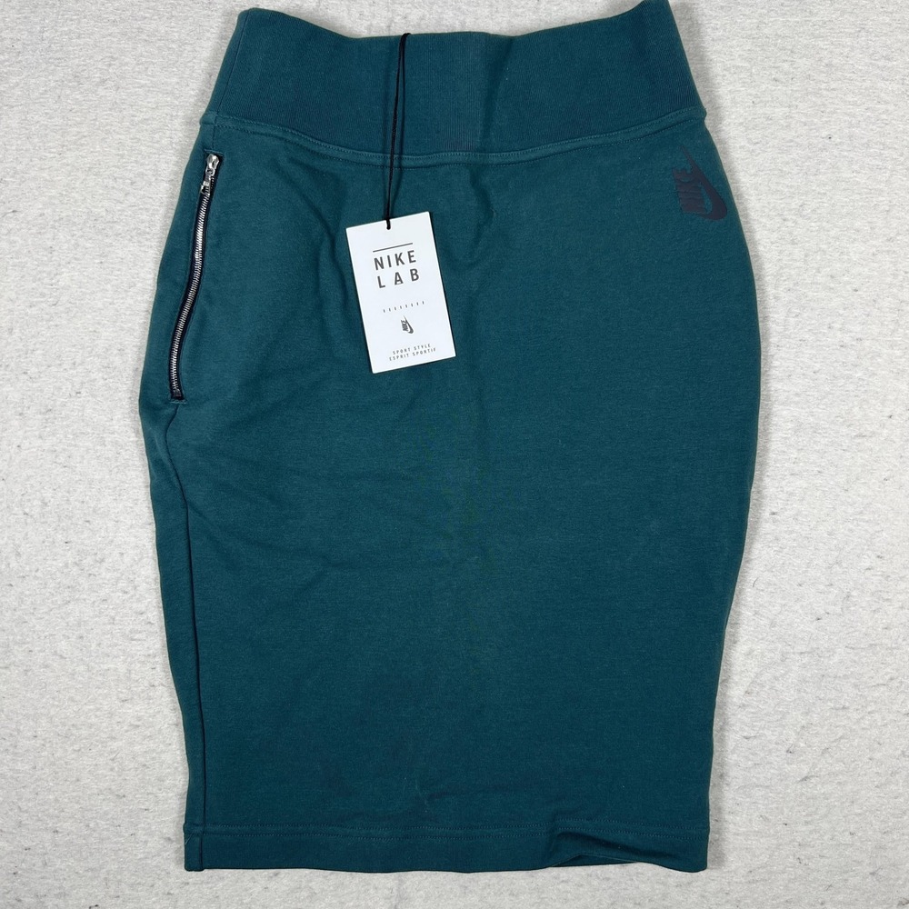 NikeLab Skirt Womens XS Green French Terry‎ Athletic Zip Pocket 865538-375